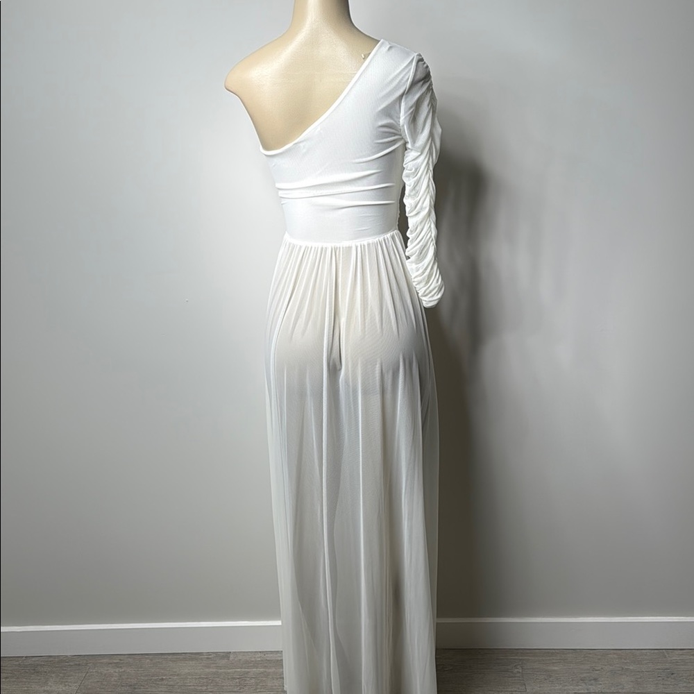 A3 Design White One-Shoulder Ruched Top - Picture 10 of 11